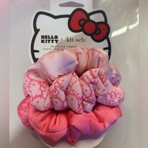 Hello Kitty x Kitsch Recycled Fabric Puffy Scrunchies 3pc Set